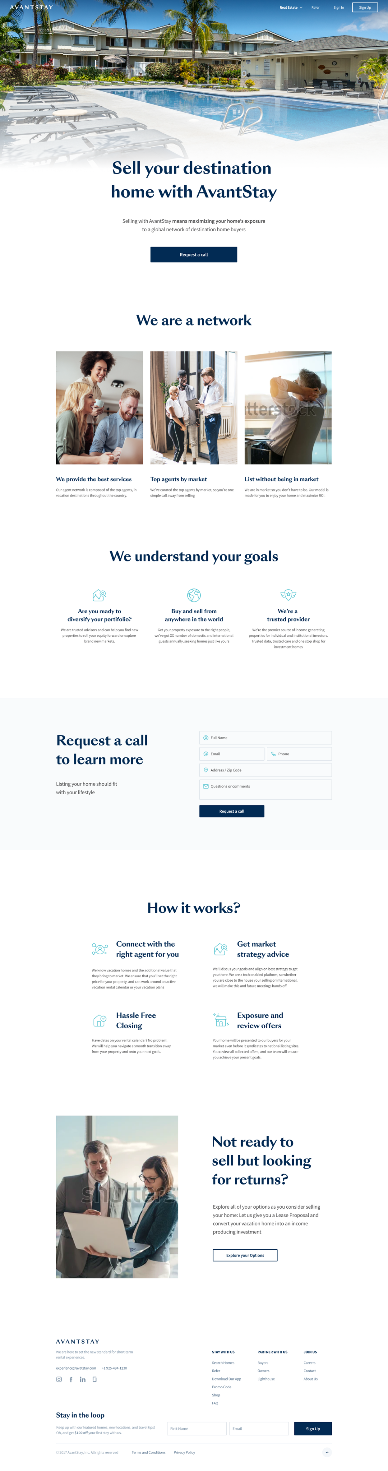 Landing page design